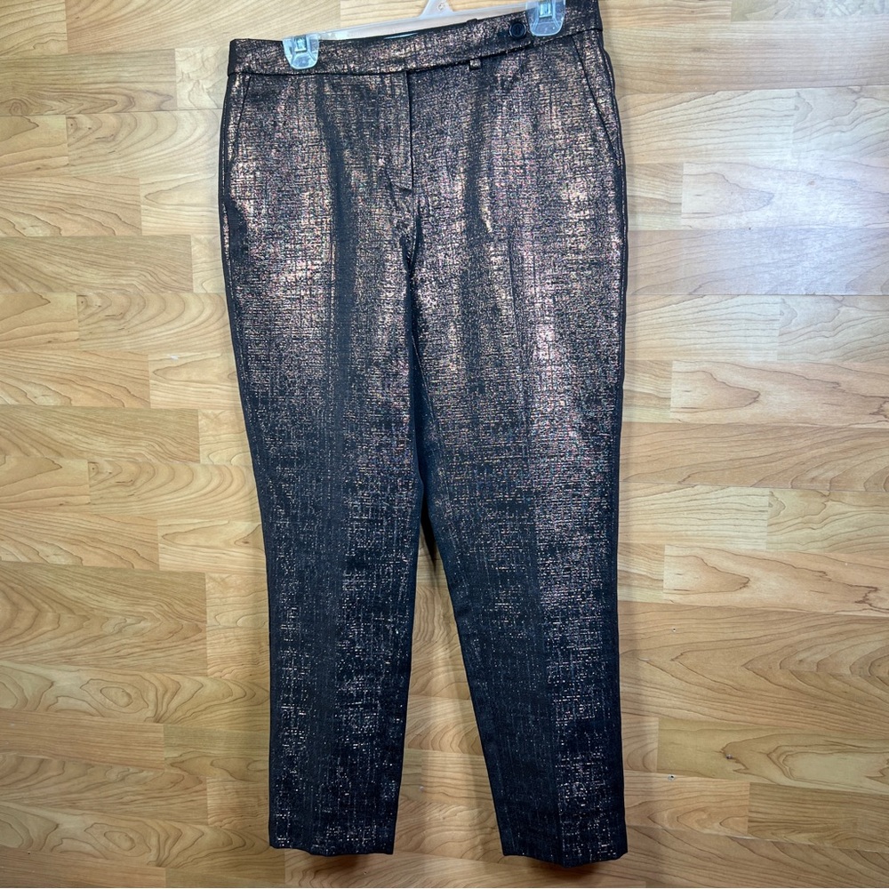 Pure Collection Size 6 Cropped Bronzed Lined Pants W/Front and Back Pock…